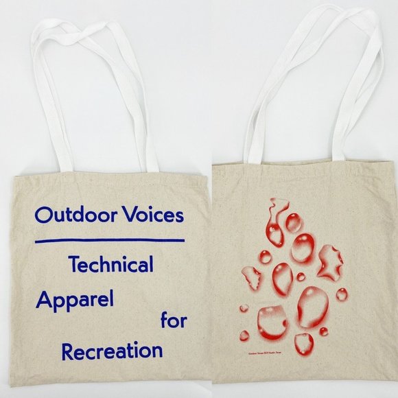 Outdoor Voices Handbags - Outdoor Voices Double Sided 2021 Beige Canvas Tote Bag Reusable Shpping Bag